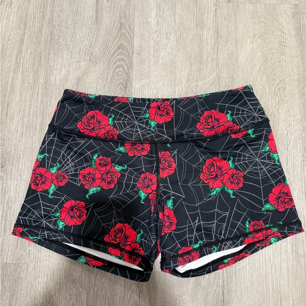 Born Primitive Red Floral Black Athletic Shorts